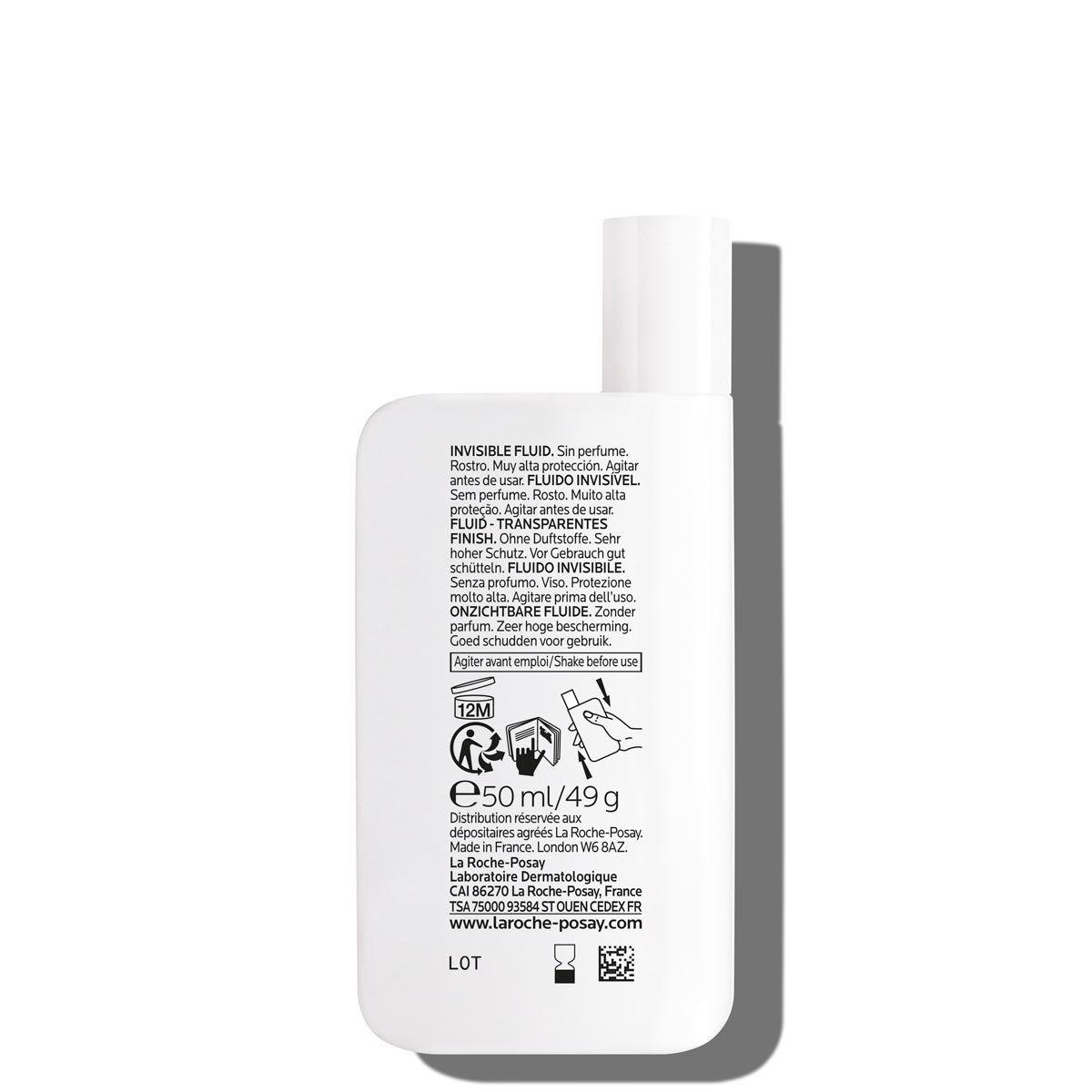 La Roche-Posay Anthelios UVA/UVB Invisible Fluid SPF 50+ (back view).