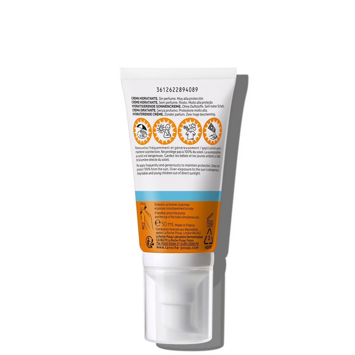 La Roche-Posay Anthelios UVA/UVB Hydrating Cream SPF 50+ (back view).