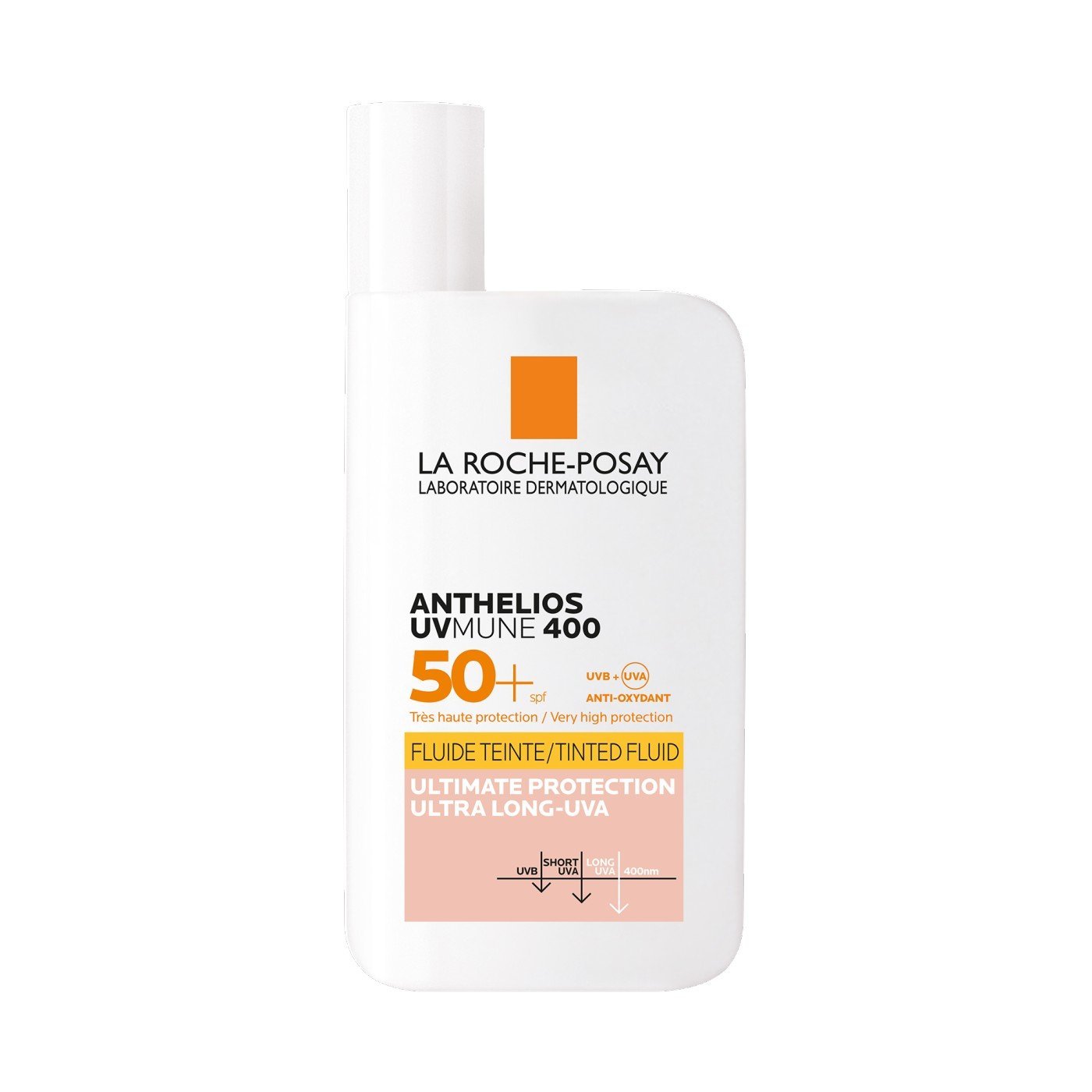 La Roche-Posay Anthelios UVA/UVB Fluid SPF 50+. A non-greasy, non-perfumed fluid with SPF 50+ protection.